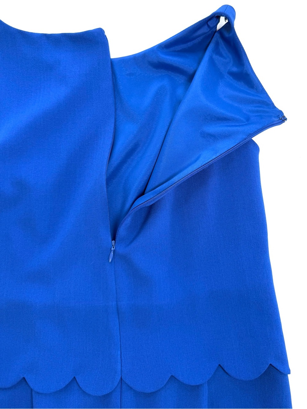 Saks Fifth Avenue Black label Royal Blue Scalloped Layer Shift Dress Size 2 - Picture 11 of 14